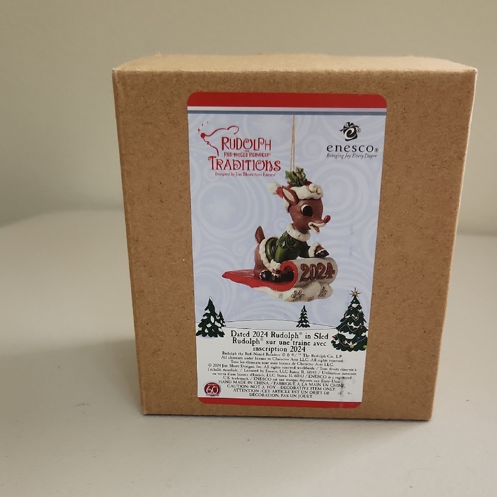 Jim Shore Red and Brown Holiday Ornament